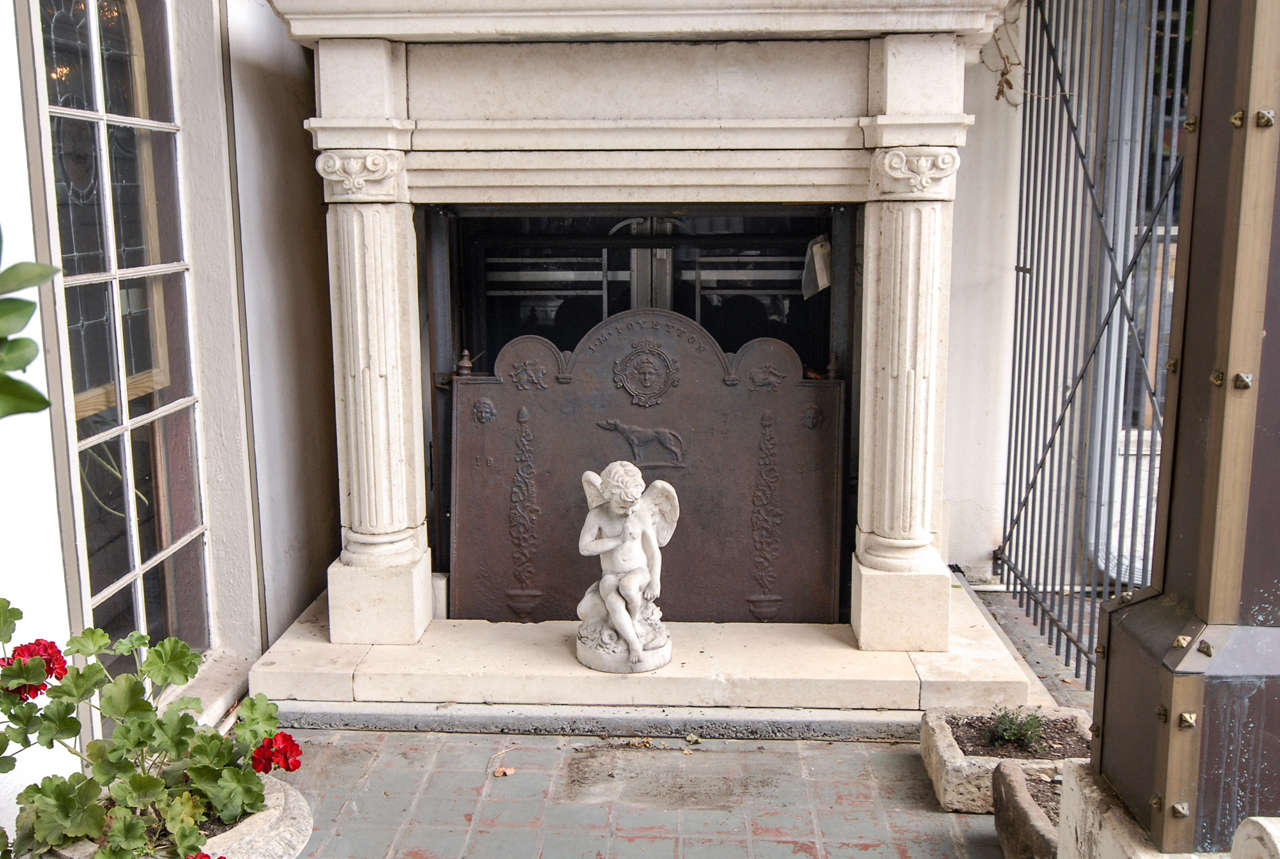 Mid-20th Century Massive Carved French Limestone Mantel In Good Condition For Sale In Atlanta, GA