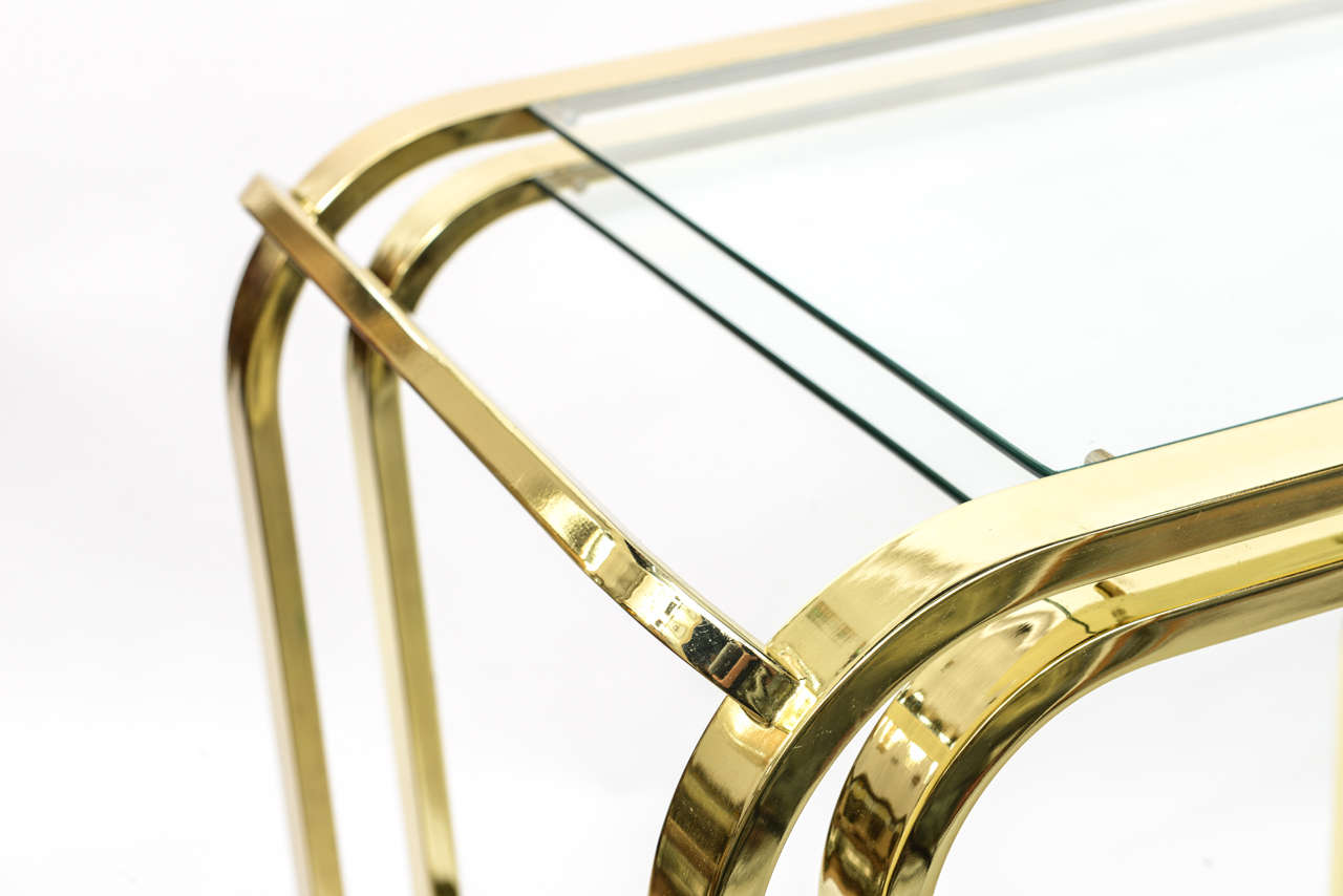 Three Tier Brass & Glass Bar Cart 1