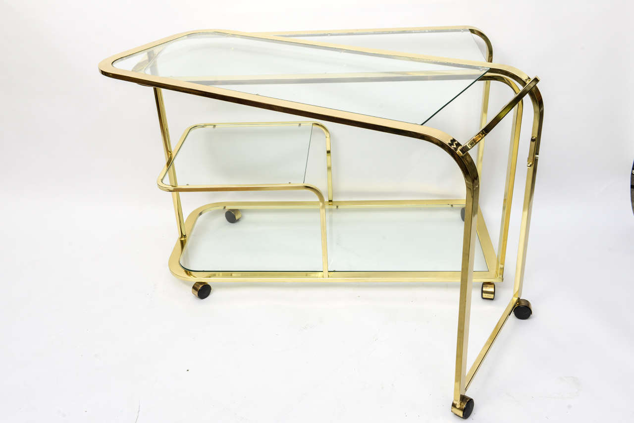 Three Tier Brass & Glass Bar Cart 4