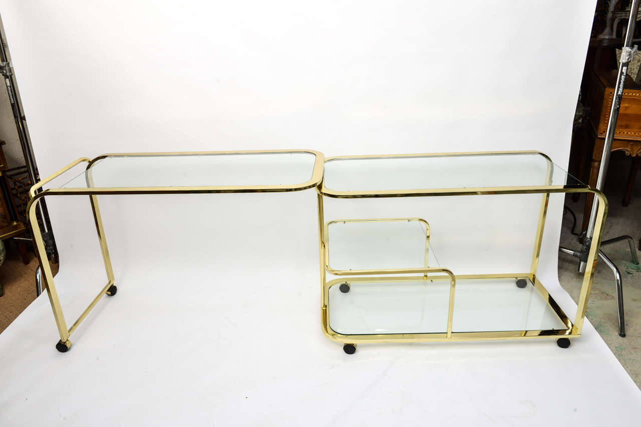 Three Tier Brass & Glass Bar Cart 5
