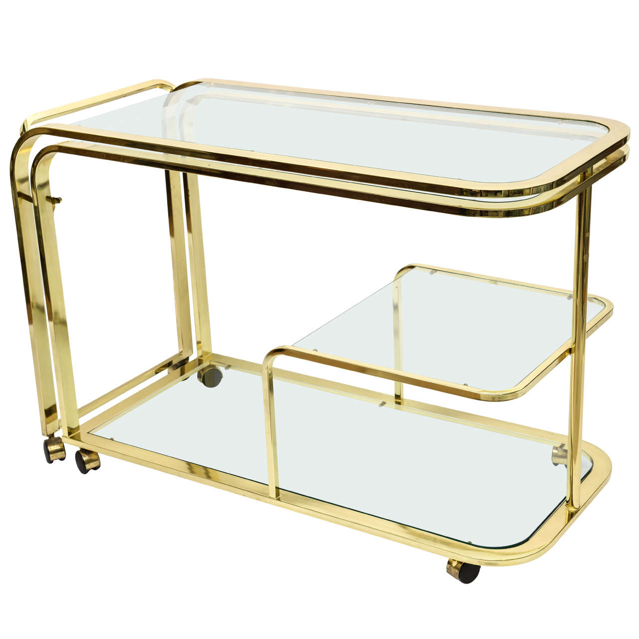 Three Tier Brass & Glass Bar Cart