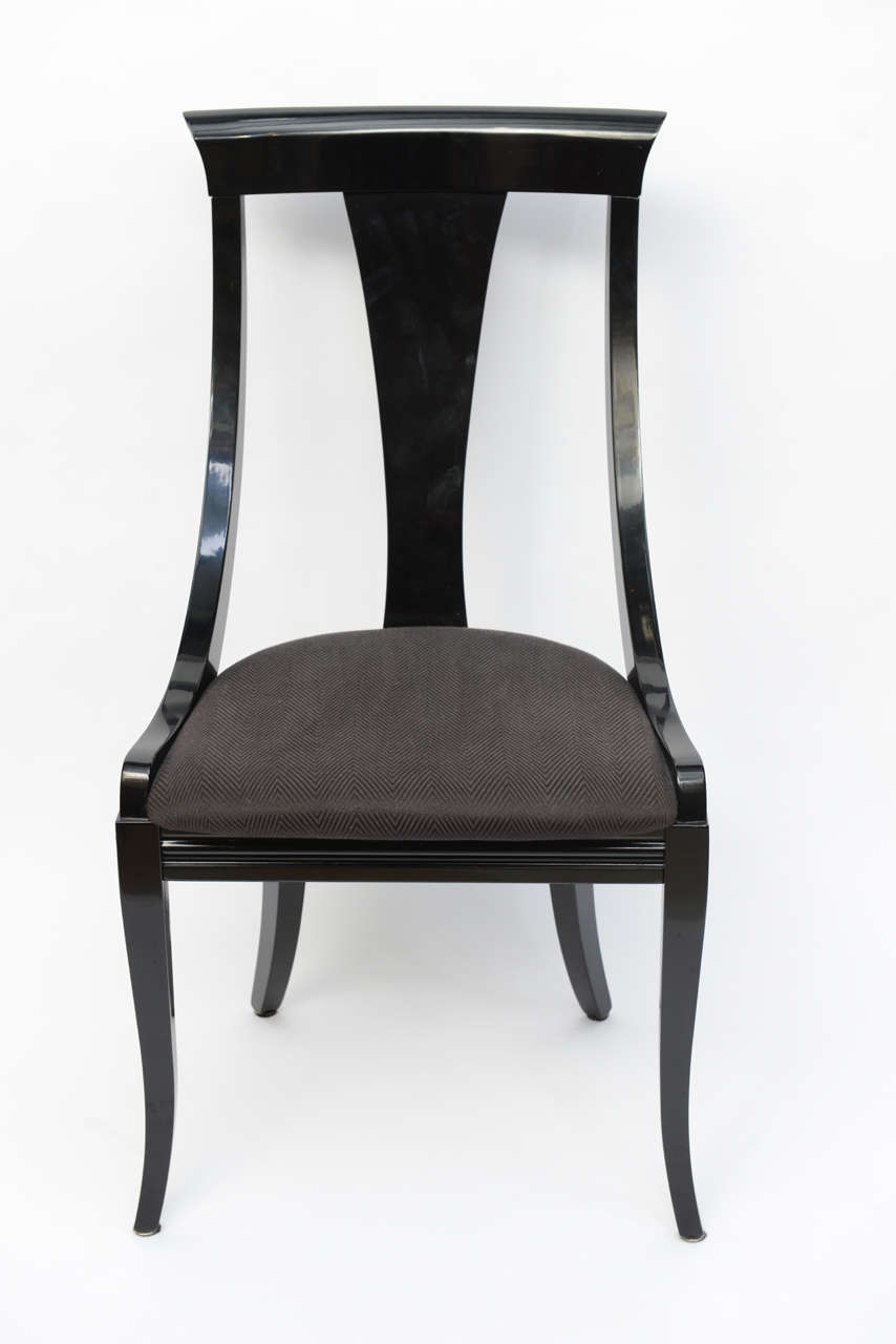 Biedermeier Set of Six Black Lacquer Side Chairs by Pietro Constantini