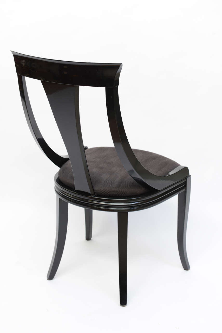 Set of Six Black Lacquer Side Chairs by Pietro Constantini In Excellent Condition In West Palm Beach, FL