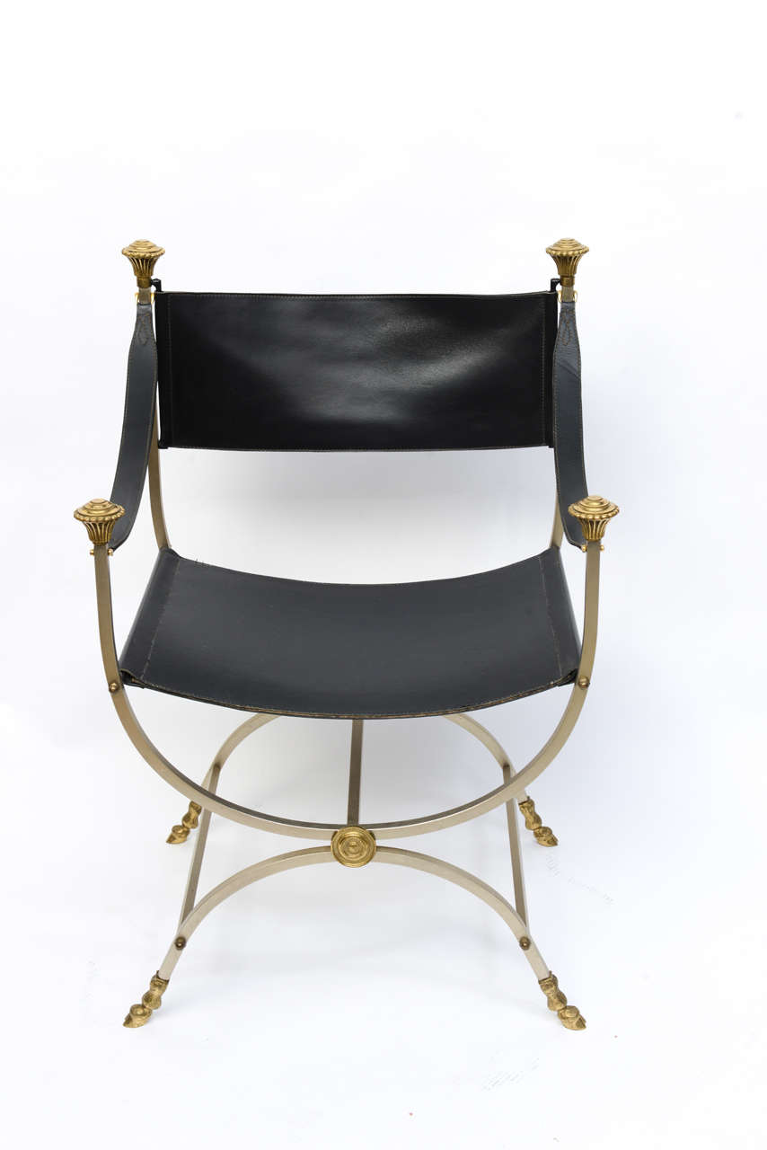 Italian Pair of Neo Classical Style Savonarola Chairs