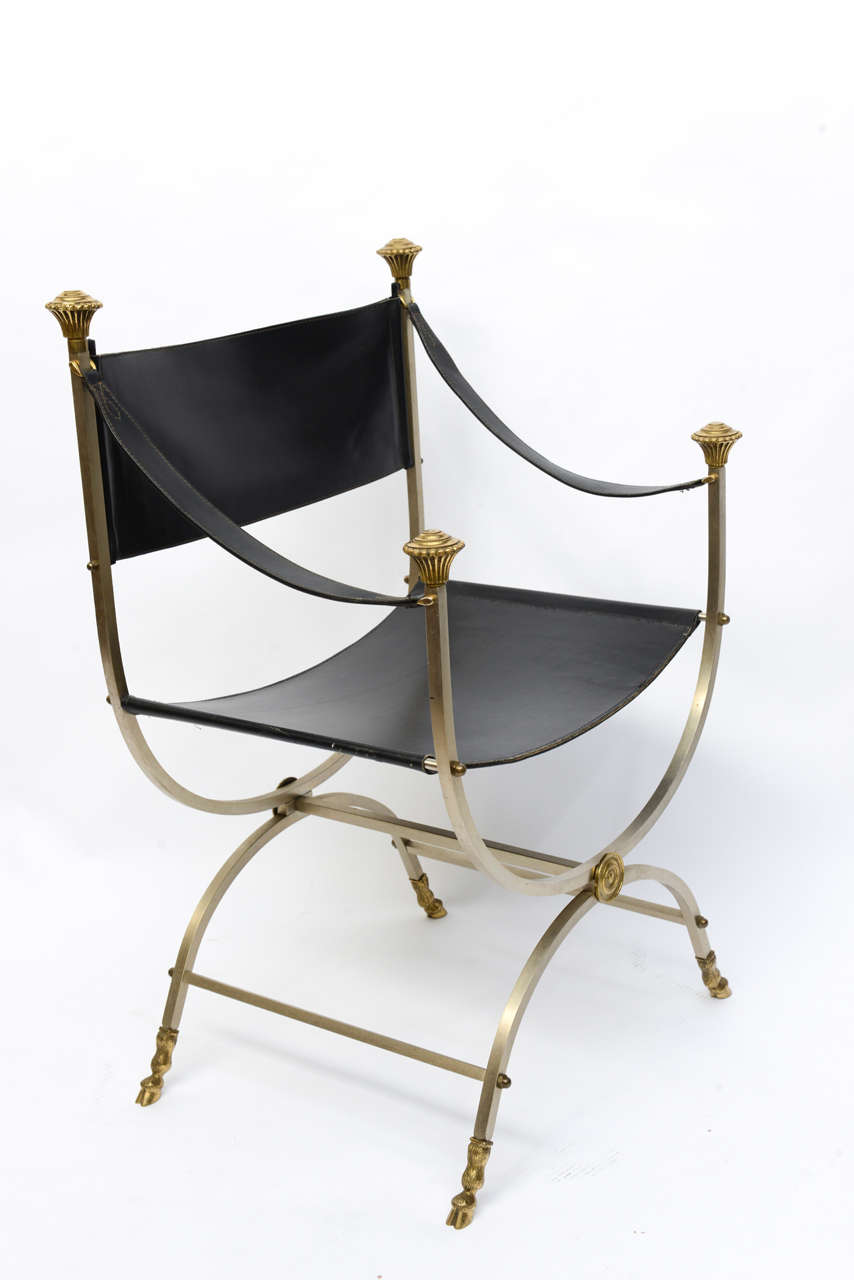 Late 20th Century Pair of Neo Classical Style Savonarola Chairs