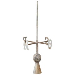 Antique French Zinc Weathervane Finial with All Directions from the Early 20th Century