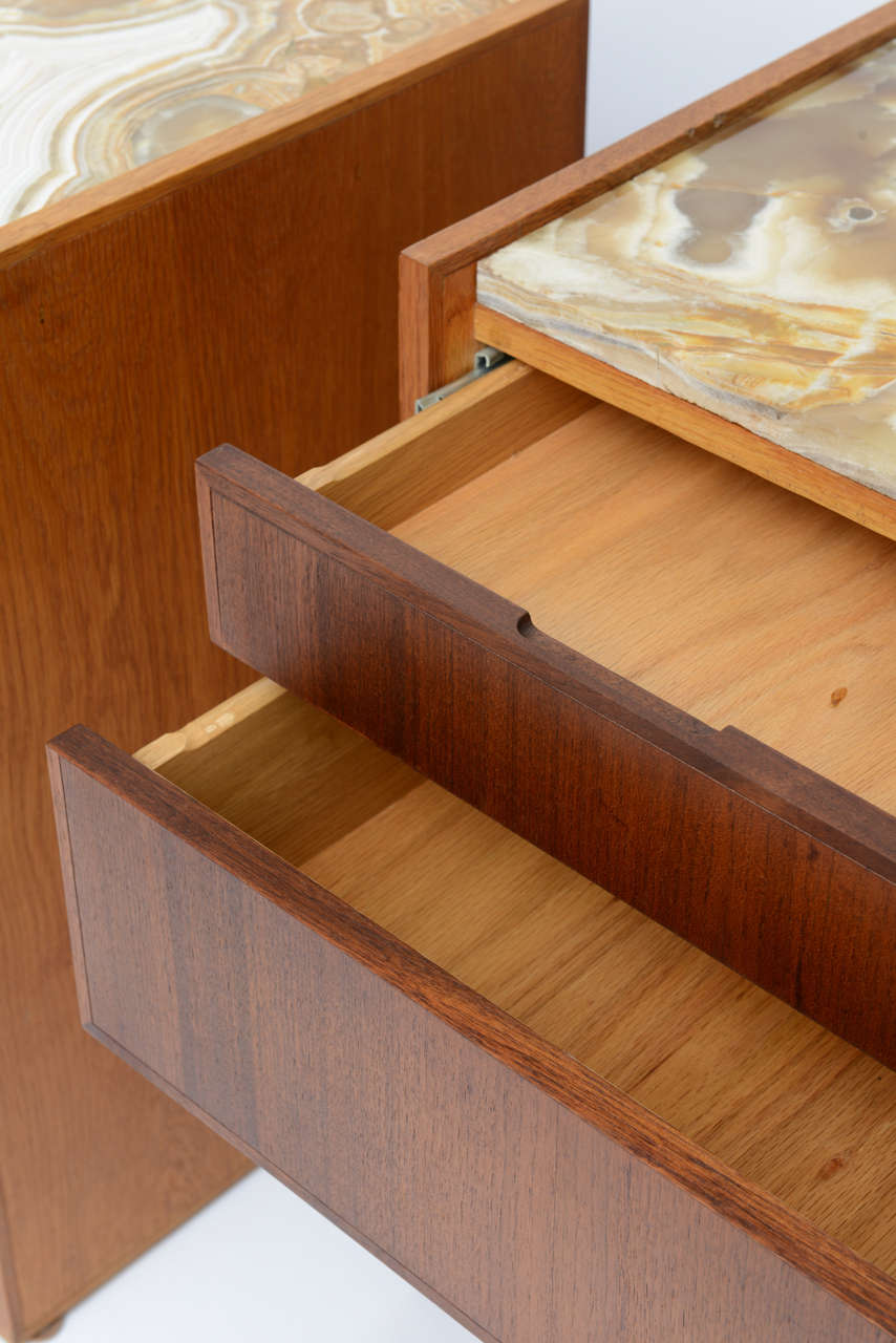 Late 20th Century Superb Bespoke Palm Bay Teak Oak Onyx Bedside Tables