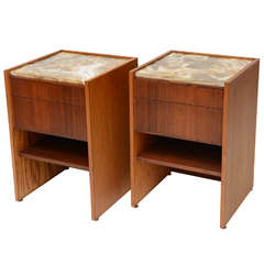 Superb Bespoke Palm Bay Teak Oak Onyx Bedside Tables