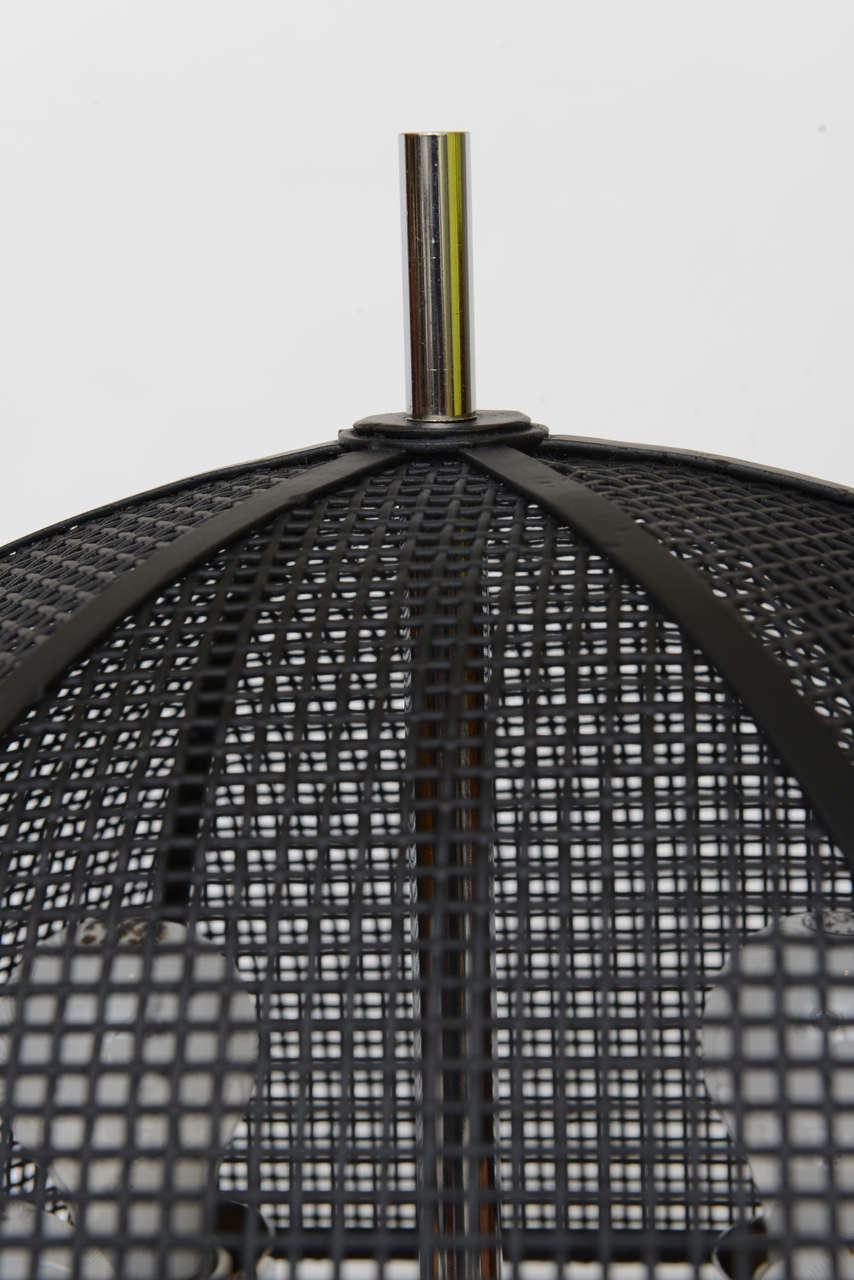 Modernist Laurel Chrome Bouillotte Style Table Lamp Metal Mesh Umbrella Shade For Sale 1