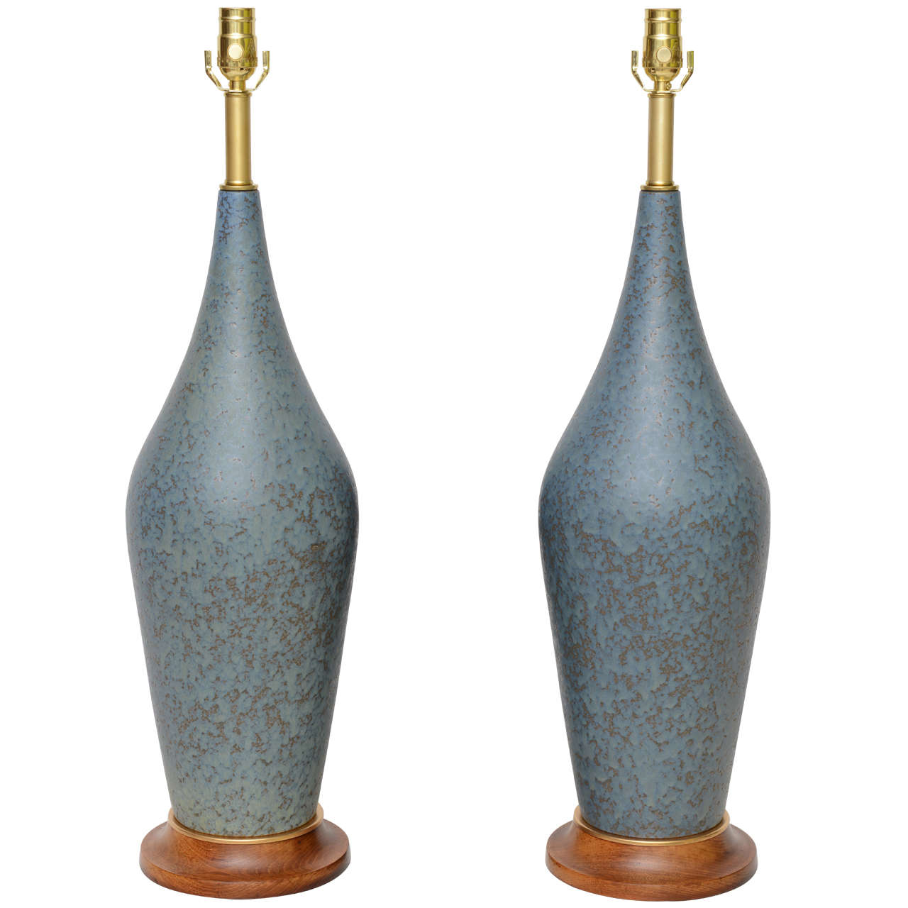 Fine Tall Mottled Drip Glaze Teardrop Pottery Table Lamps