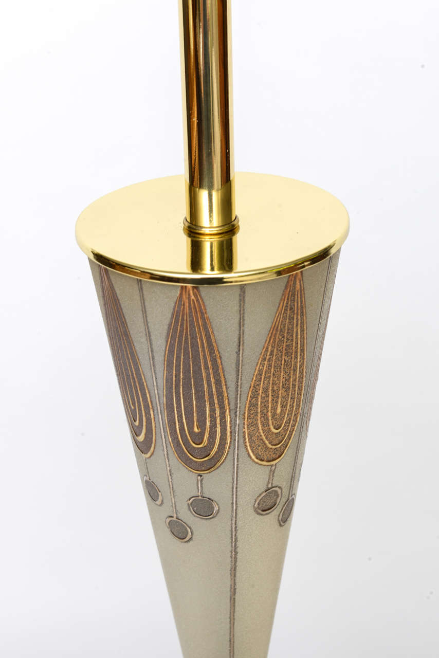 Mid-Century Modern Tall Waylande Gregory Style Zebra Carousel Motif Table Lamp