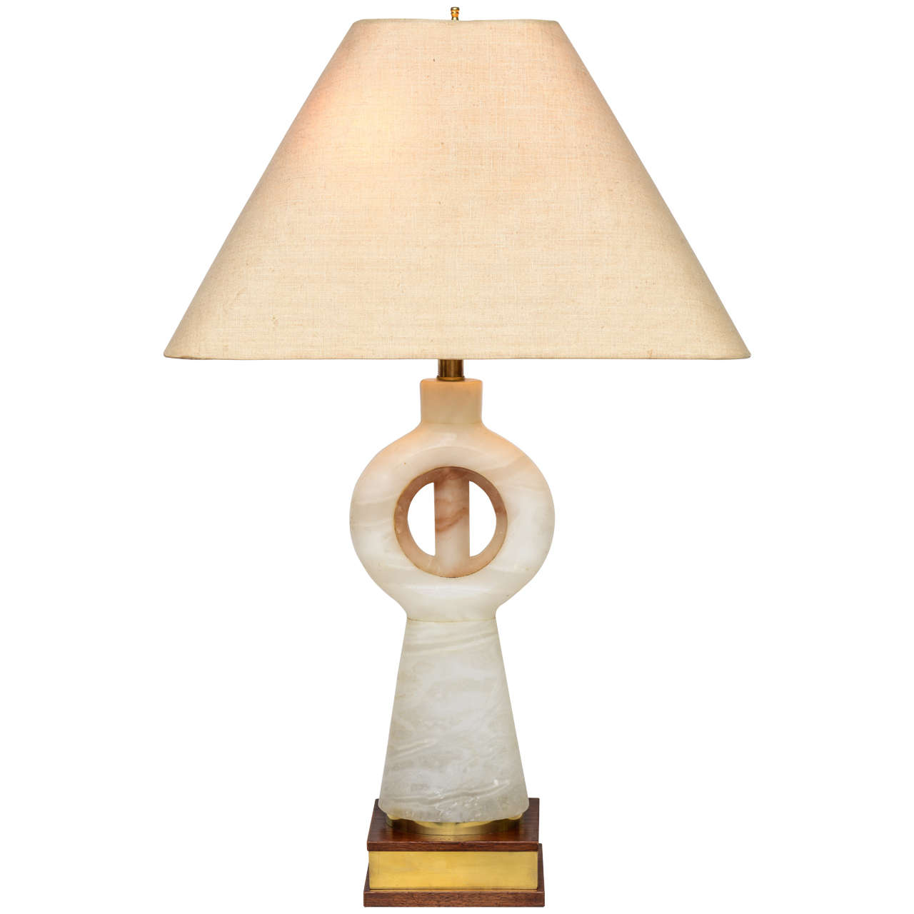 Fine Italian Modernist  Alabaster  Sculptural Table Lamp