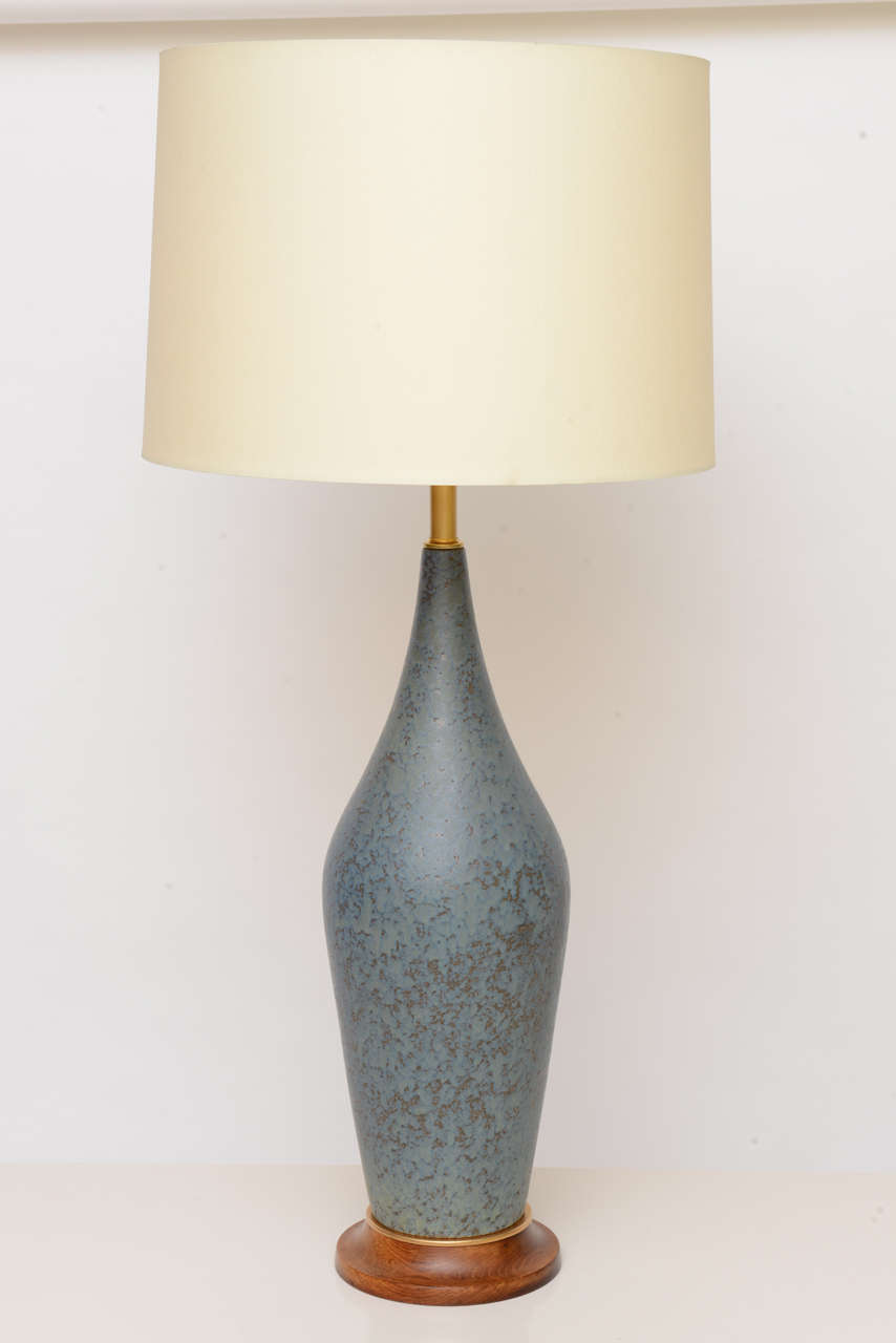 Fine Tall Mottled Drip Glaze Teardrop Pottery Table Lamps at 1stdibs