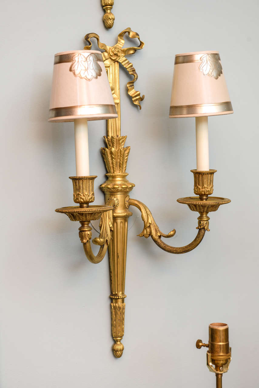 American Exquisite Set of Four Gilt Bronze Sconces by E.F. Caldwell For Sale