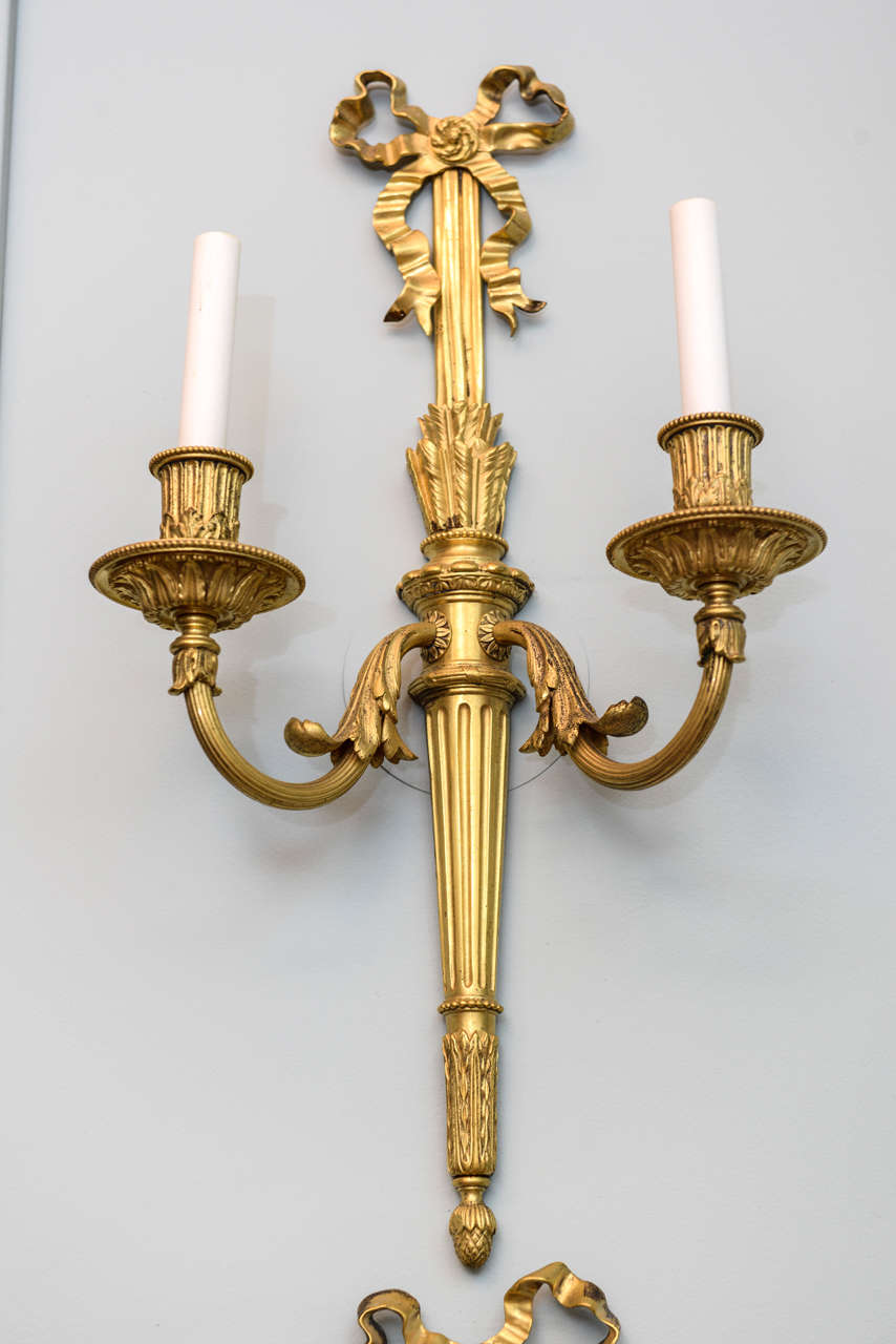 20th Century Exquisite Set of Four Gilt Bronze Sconces by E.F. Caldwell For Sale