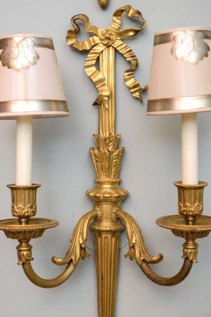 Exquisite Set of Four Gilt Bronze Sconces by E.F. Caldwell For Sale 2