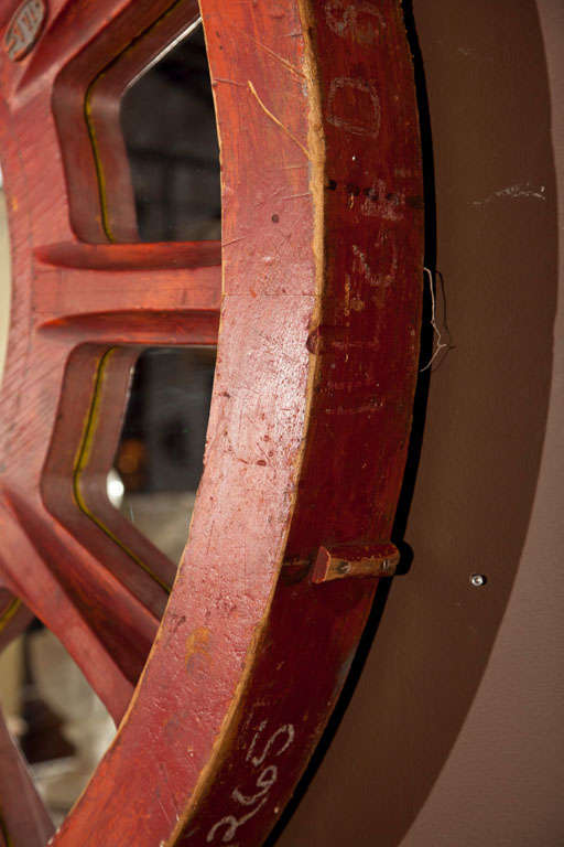 20th Century Large Red Turn of the Century Cog Mirror