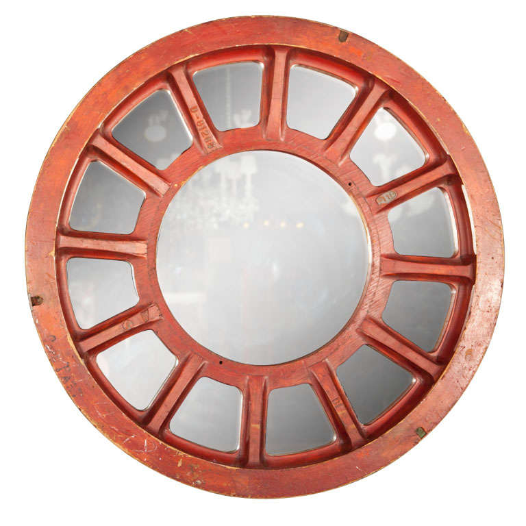 Large Red Turn of the Century Cog Mirror