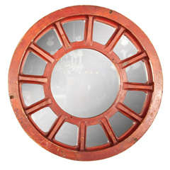 Large Red Turn of the Century Cog Mirror