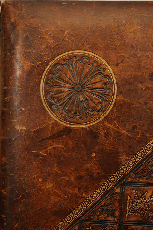 19th Century Embossed Leather & Brass Photo Album For Sale