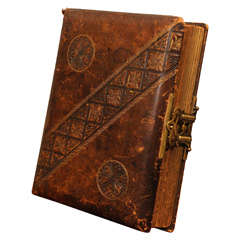 Antique Embossed Leather & Brass Photo Album