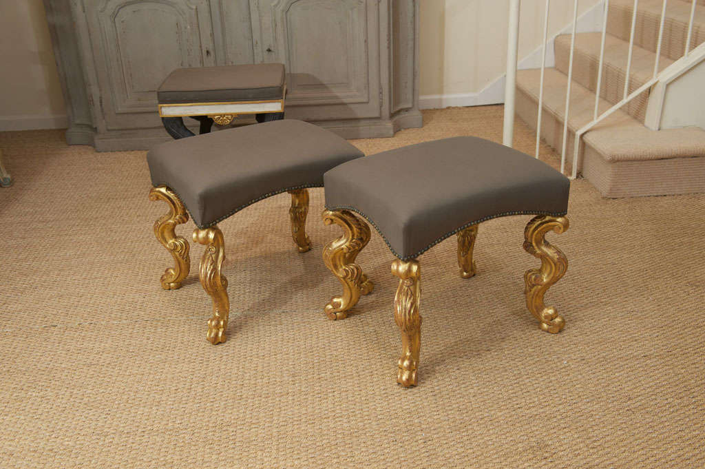 Pair of gilded stools