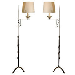 Pair Iron Floor Lamps