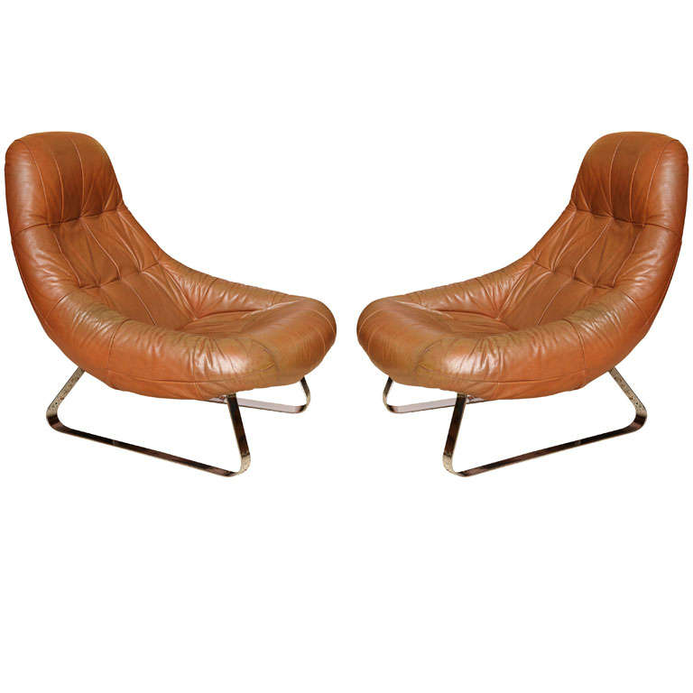 70's Percival Lafer  Brazilian Leather Earth Chairs