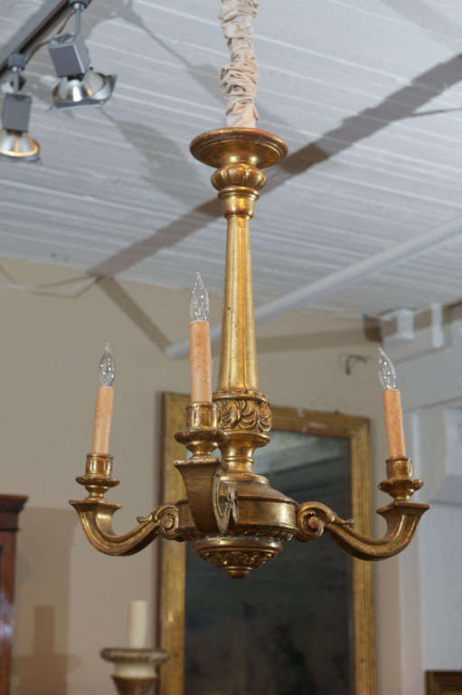Carved Giltwood Three-Light Chandelier