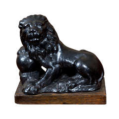 Black Painted Cast Iron Lion Doorstop