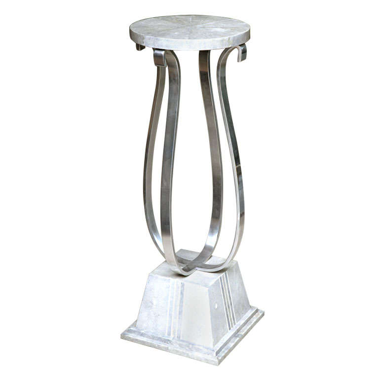 Shagreen and Aluminium Pedestal For Sale
