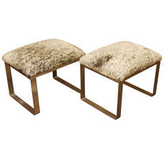 Pair Of Milo Baughman Cowhide Benches