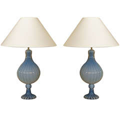 Pair Of Grand Murano Lamps