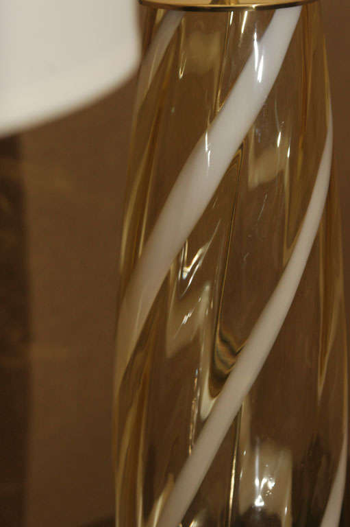 Pair Of Murano Candy Stripe Lamps 1