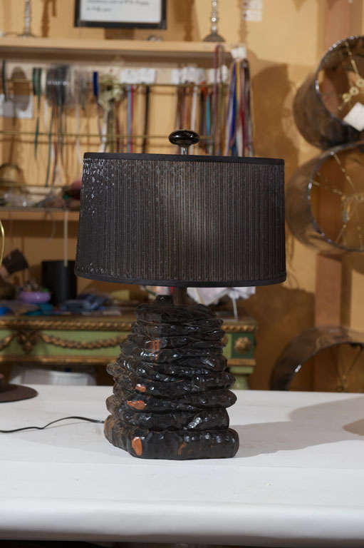 Rusticated and Stained Wood Grotto element mounted as lamp