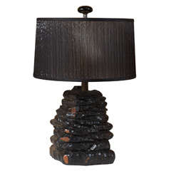 Rusticated and Stained Wood Grotto element mounted as lamp