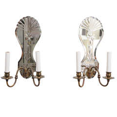 Pair of Venetian Style Mirrored Sconces
