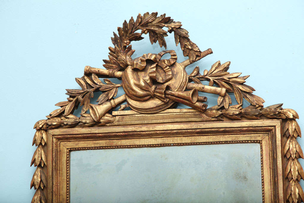 French Louis XVI Carved and Gilded Mirror For Sale