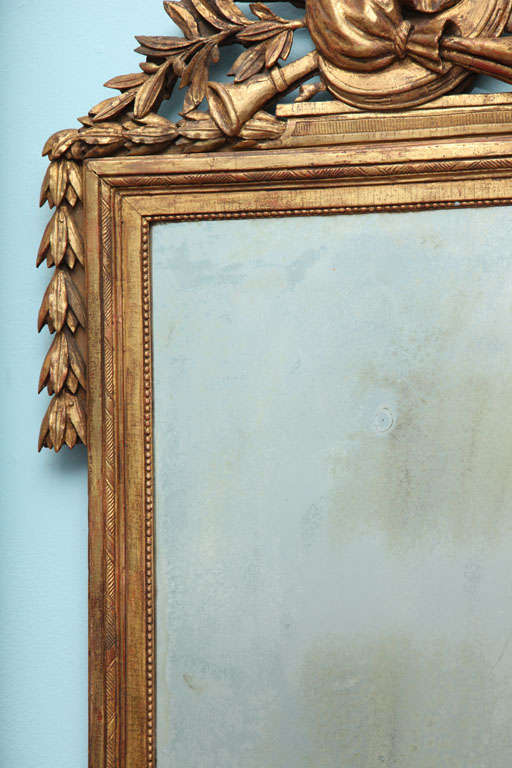 18th Century and Earlier Louis XVI Carved and Gilded Mirror For Sale