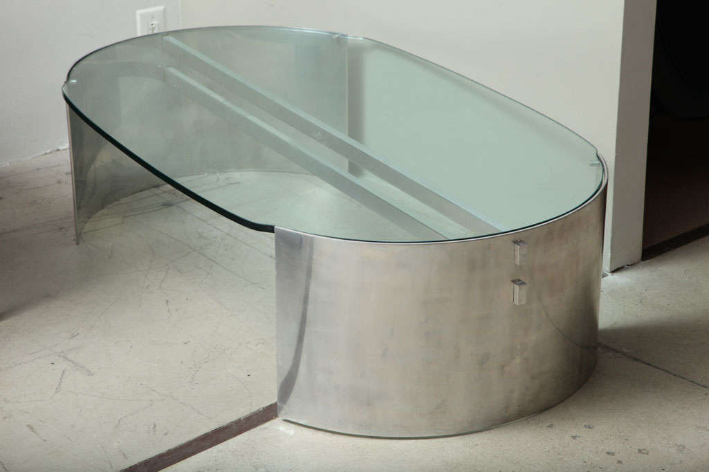Late 20th Century French Aluminum Coffee Table For Sale