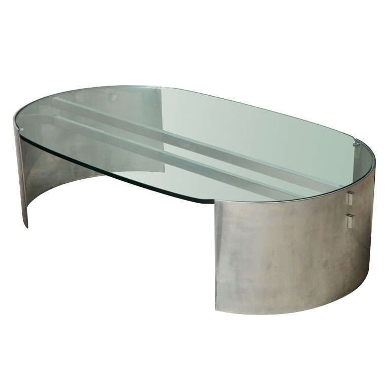 French Aluminum Coffee Table For Sale