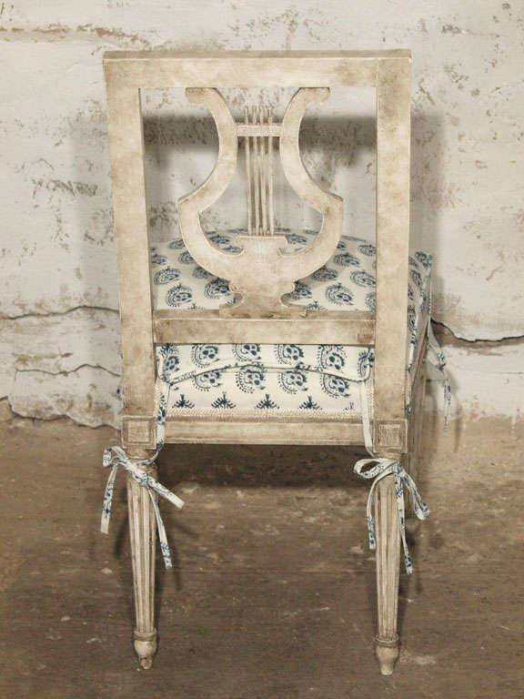 Breathtaking Louis XVI Painted Lyre Back Chair 2