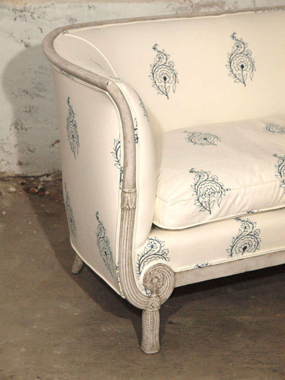 Rare 19th c. French Empire Style Settee in FrenchIndie Fabric at 1stDibs