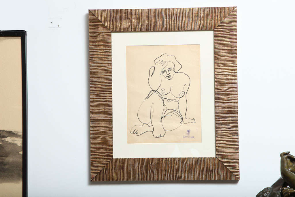 Lam Dong is a chinese artist born in China in !920 whose professional life was mainly in Paris where he died in 1987.
This drawing belongs to series of nudes