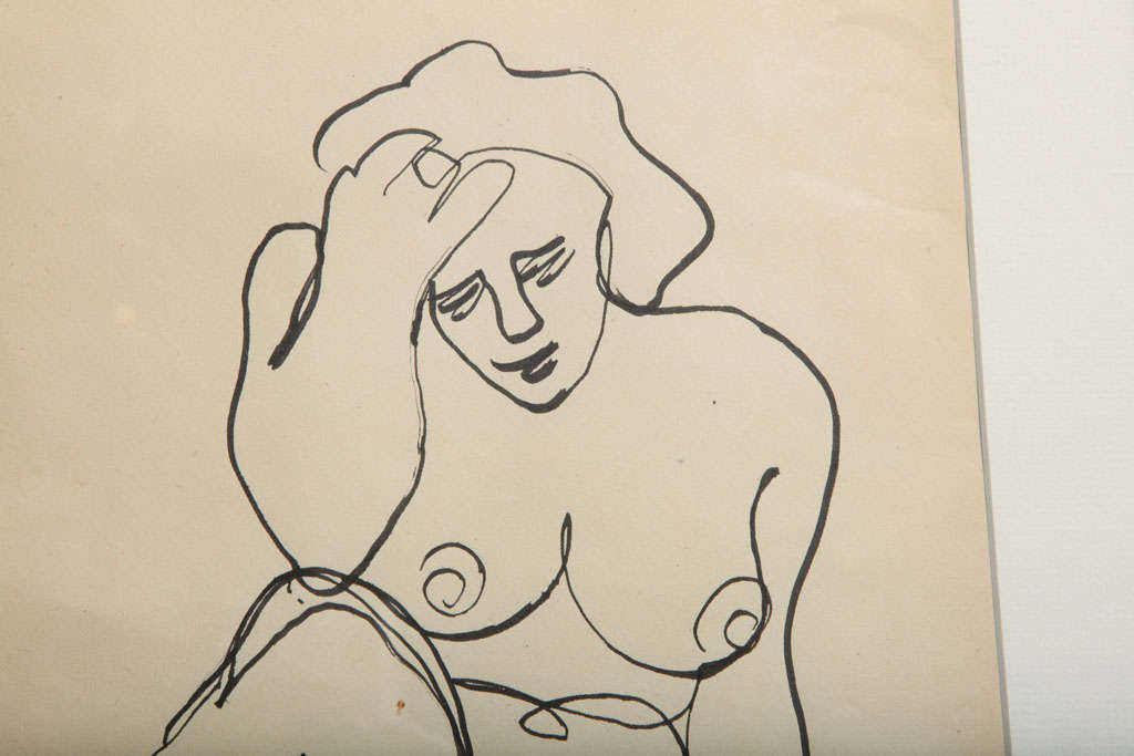 Mid-20th Century Drawing By Chinese Artist Lam Dong For Sale