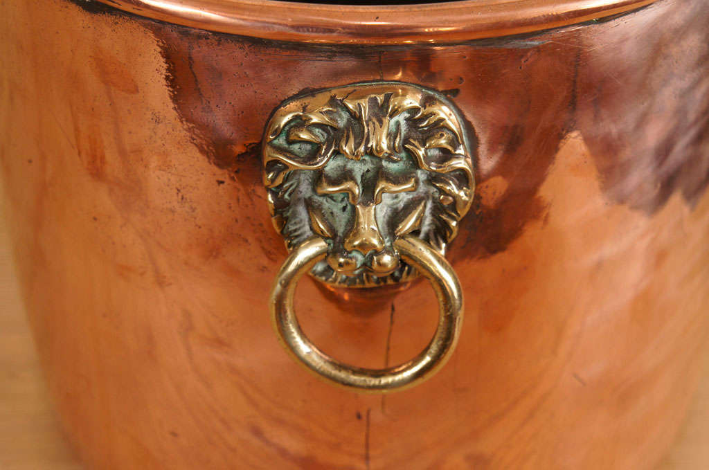 English Copper pitcher with lion's head handles 1