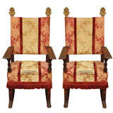 Pair of Large Italian 18th Century Hall Chairs