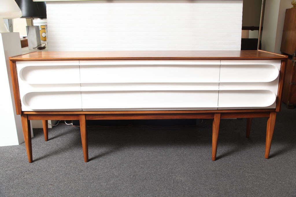 Mid-20th Century Fine Modernist Architectural Sculpted Front Credenza