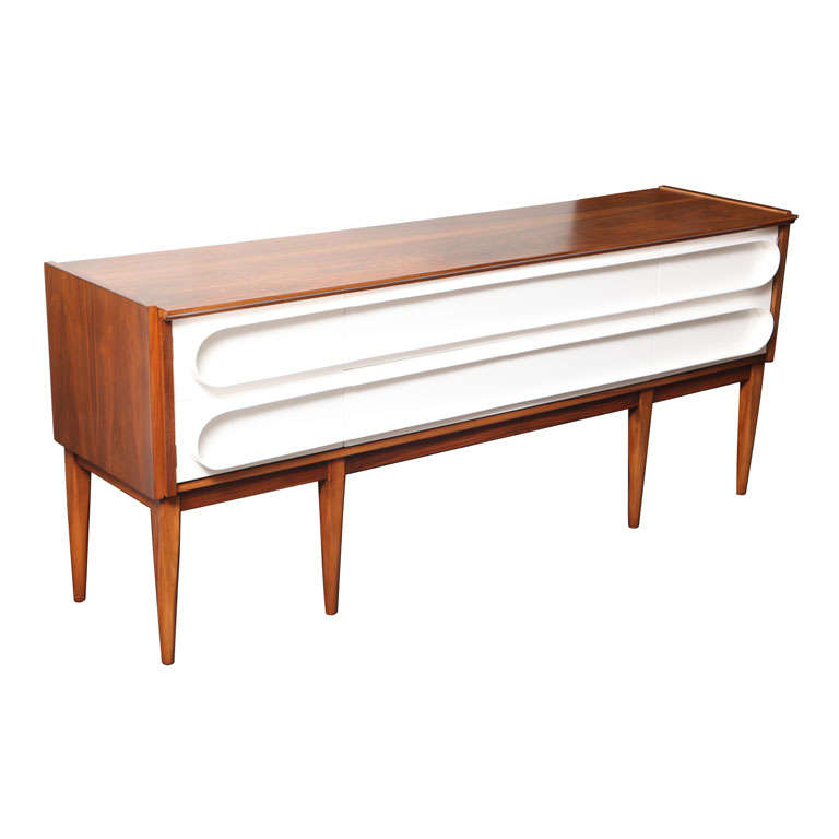 Fine Modernist Architectural Sculpted Front Credenza