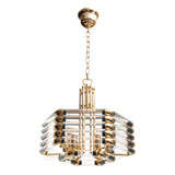 Very Unique Modernist Glass Tube 
Brass Chandelier